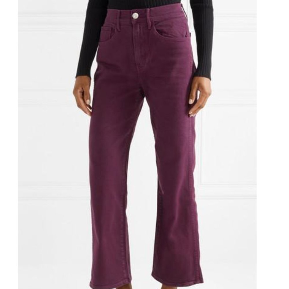3x1 N.Y.C. Wide Leg Cropped Burgandy Jeans